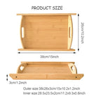 Bamboo Serving Tray Rectangle Platter Breakfast Dinner Food Bed Tray for Eating Kitchen Restaurants (1, 15" x 10.2" x 1.2" (with Handle)) - size: 15" x 10.2" x 1.2"