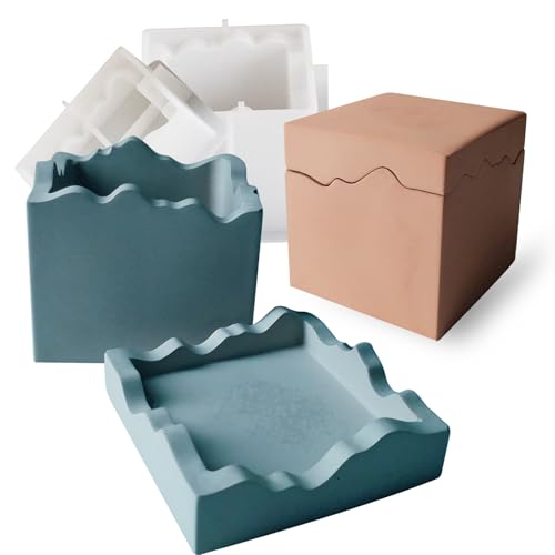 Square Box Mold with Irregular Edges, Creative Candle Vessels Jewelry Holder Resin Concrete Molds, Unique Storage Container Jar Dish Display Silicone Molds DIY Epoxy Resin Art Craft Kit