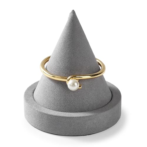 Microfiber Single Bracelet Bangle Display Stand Jewelry Bracelet Bangle Cone Display for Selling(Grey) - color: Grey