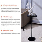Drink Table, Small Pedestal Side Table, Cocktail Martini Tables Drink Stand, Modern Square Tiny Accent End Table with Metal Base for Small Spaces Living Room Bedroom Office Bar (Black) - color: Black