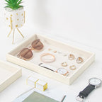 Stackable Jewelry Organizer Tray For Drawers,White Leather Small Earring Storage Tray,Bracelet And Necklace Display Box,Jewelry Ring Display Case(Creamy White Blank Trays 2) - color: (Creamy White Blank Trays 2)