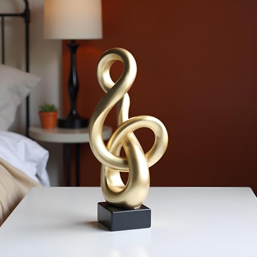 16" Modern Abstract Ribbon Decorative Sculpture, Knot Sculptures,Home Decor,Coffee Table Statues,Dining Living Room Desk Decor,Musical Note,Golden - color: 16" Golden