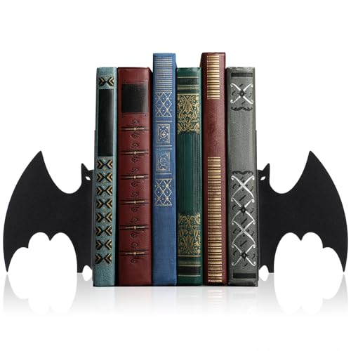 Geelin Metal Bat Bookends Set of 2 Styles Gothic Book Ends for Shelves Bookshelf Home Office Desk Bookshelf Decor Gift for Lovers and Reading Enthusiasts - style: Bat