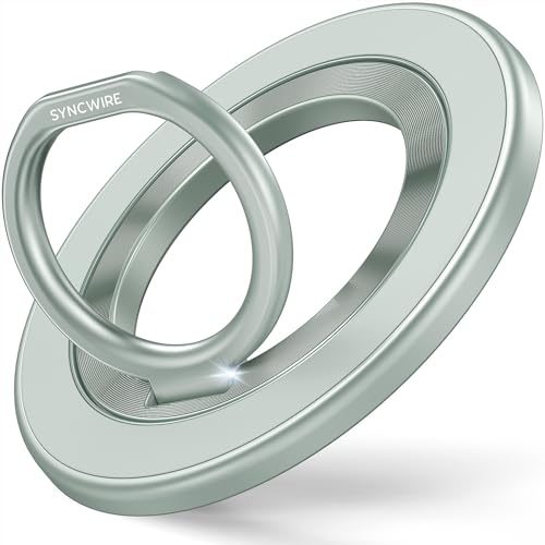 SYNCWIRE Magnetic Phone Ring Holder for MagSafe, 360° Rotation Cell Phone Grip Stand Finger Ring Kickstand Two-Sided Magnet Compatible with iPhone 17 Pro Max 16 15 14 13 12 MagSafe Accessories - color: Single Ring-1PCS-Green