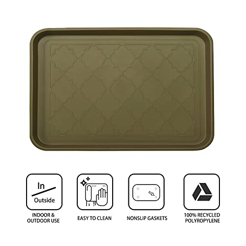 WATANIYA PET Boot Tray for Entryway Indoor, Heavy Duty Shoe Mat Tray 2 Packs, 16.7"x12.8" Waterproof Mat with Raised Edge, Outdoor Multi-Purpose for Boots, Shoes, Garden - color: Olivegreen, size: (2Pack) 16.7''x 12.8''