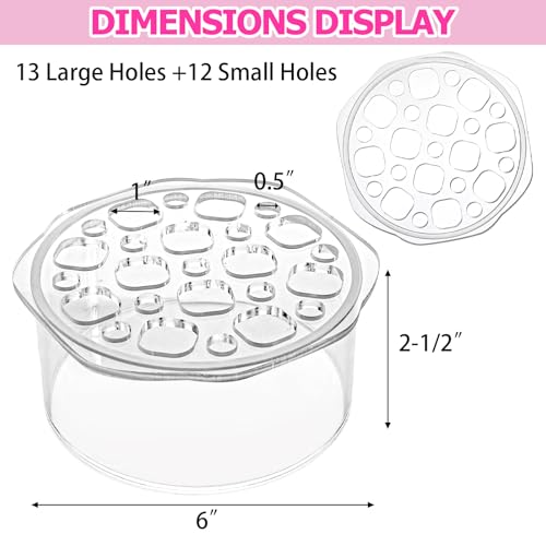 Jucoan 4 Pack Round Acrylic Flower Vase, 6 x 2.5 Inch Cylinder Low Acrylic Vase with Holes for Floral Arrangement, Home Wedding Bridal Shower Party Table Centerpieces Decor