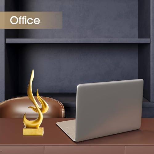 AWNR Abstract Sculpture Gold Decor: Flame Statue Resin Art Figurines Modern Home Decor for Living Room TV Stand Office Shelf Accents Minimalist Centerpiece Table Decorations - color: Golden Abstract Statue