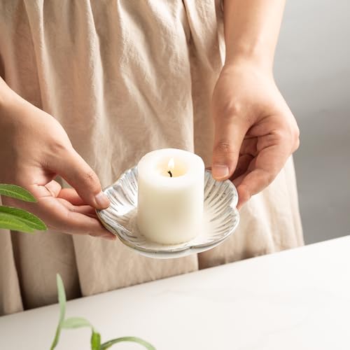 Ceramic Pillar Candle Holder Plates, Decorative Candlestick Holder, Tea Light Incense Santo Palo Holders, for Dinning, Party, Wedding, Birthday, Anniversary Decorations, 1pack (Vintage White) - color: Vintage White