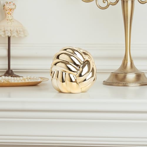 Small Gold Knot Decor, Chain Link Decor, Coffee Table Decor, Book Shelf Decor, Entry Table Decor, Aesthetic Minimalist Decorative Objects for Modern Home Living Room, Desk Decor for Office (Golden) - color: Golden