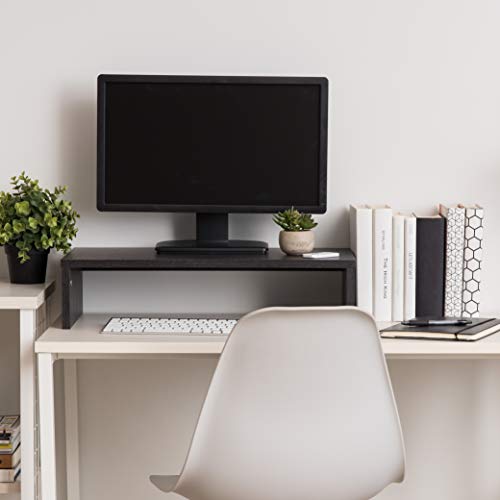 IRIS USA 1-Tier Multi-Purpose PC Monitor Organizer Stand, Stackable Ergonomic Desktop and Countertop Riser for Computer Laptop TV Shoes Kitchen Pantry and Closet Organization, Black - color: Black, size: 23.23x11.42x5.51 Inches