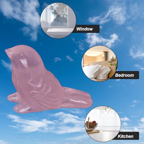 Rose Quartz Crystal Bird Carving Hand Carved Gemstone Bird Figurine 2.4 Inch Polished Animal Sculpture Healing Stone Home Office Desk Decoration Gift Collection - color: Rose Quartz Bird