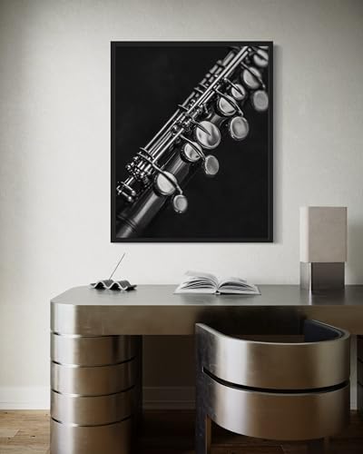 Clarinet Art Music Poster - Musical Instrumental Wall Art Print - Black and White - Photography Musical Art - Bedroom or Office Living Room Decor 137 (Clarinet, 16 x 20 inches, Unframed) - color: Clarinet, size: 20"L x 16"W