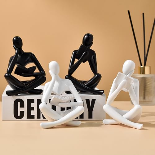 Jinkoozz Reading Women Statue, Thinker Sculptures, Abstract Art Ornament, Modern Aesthetic Figurine Decoration, Suitable for Home Living Room Bedroom Office Shelf Table Desk Bookshelf Decor - color: White Left, size: Small