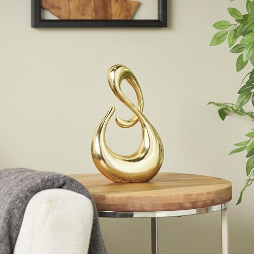 Deco 79 Aluminum Metal Abstract Decorative Sculpture Swirl Home Decor Statue, Accent Figurine 7" x 3" x 12", Gold - color: Gold, size: 7" x 3" x 12"