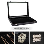 Wudygirl Necklace Organizer 20 Hooks Jewelry Organizer Jewelry Display Stackable Glass Top Lockable Black Velvet Boxes(Necklace Tray) - style: Necklace Tray