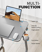 SAIJI TV Tray Table - Heavy Duty Extra Large TV Tray, Upgraded TV Dinner Trays for Eating Snack Food, Tilt & Height Adjustable TV Tray Laptop Desk for Sofa & Bedside Small Table - color: Grey
