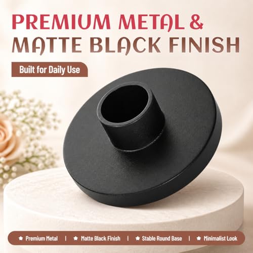 9PCS Mini Black Taper Candle Holders: CHONNFEASTT® 0.5" Iron Chime Candle Holders - Matte Black Skinny Candle Base for Spell, Advent, Birthday Candles - Small Rustic Farmhouse Table Decor