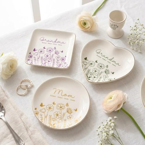 Personalized Grandma Jewelry Tray, I Love You Mom Jewelry Dish; Personalized Grandma Trinket Tray with Kid's Name, Grandma Shower Keepshake, for Grandma Mama 10 - color: Jewelry Dish 9
