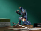 King's Guard Leader Cloak Warrior Knight Pen Holder Mobile Phone Stand, Ornament Knight Statue, Pen Stand Paperweight for Office and Home (Blue) - color: Blue