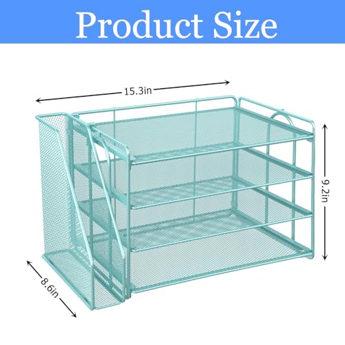 gianotter 4-Tier Paper Organizer With Magazine Holder, Desk Organizers and Accessories, Desk Accessories & Workspace Organizers, File Organizer for Office Supplies Storag (Blue, 4-Tier) - color: Blue, size: 4-Tier