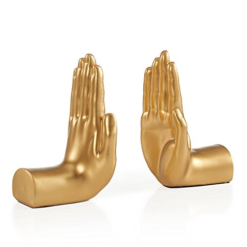 Danya B. Contemporary Accent Book Shelf Decor - Hands Sculpture Bookend Set of 2 (Silver) - color: Silver