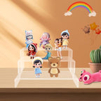 6 PCs Risers Display Stands 3 Tiers Desktop Acrylic Shelves Cake Dessert Holder Products Stand for Collectibles Shoes Jewels Pop Figure (Clear) - color: Clear