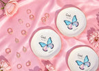 Personalized Ceramic Jewelry Dish, Custom Birth Flower & Name Trinket Tray for Mother's Day, Bridesmaid, Birthday Gift - 4 Shape1s Available (Butterfly Jewelry Tray - Waved Circle) - color: Butterfly Jewelry Tray - Waved Circle