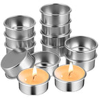 Gatuida 20pcs Tea Lights Cups, Round Empty Case Candle Wax Containers, Metal Tea Light Tins for Candles Making Supplies and Halloween Christmas Decoration