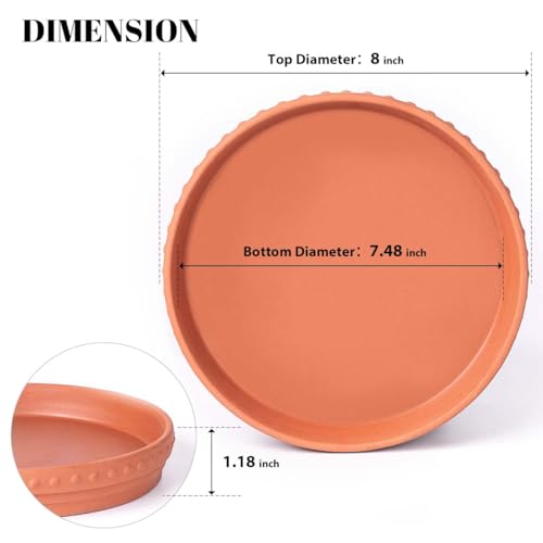 YBX 8-inch Plant Saucer Premium Terracotta Saucer Round Ceramic Plant Trays, Pack of 2 (Nature/Terracotta) - color: Terracotta
