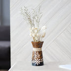 AeraVida 6-Inch Nature’s Beauty Etched Flower and Rope Design Mango Tree Wood Rectangular Handmade Vase | Rustic Wooden Tabletop Vase for Flowers | Sustainable Home & Kitchen Decor
