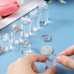 7 Pcs Clear Acrylic Ring Display Stand, Crystal Cylinder Holder for Jewelry Showcase, Engagement Wedding Rings, Perfect for Store Countertop, Photography, and Gift Presentation - color: Cylinder