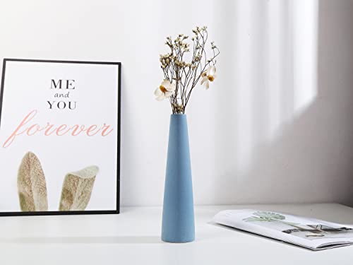 Ceramic Vase, Modern Home Decor Ceramic Vases, Frosted Porcelain vase, Grey Minimalist vases,Living Room Decoration，Ideal Shelf, Best Decoration. (Blue) - color: Sj White