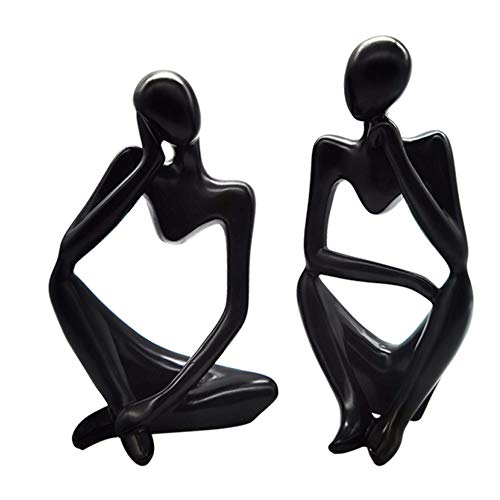Asng Resin Thinker Style Abstract Sculpture Statue Collectible Figurines Home Office Bookshelf Desktop Decor (Black,Left, Large) - color: Black,left, size: Large