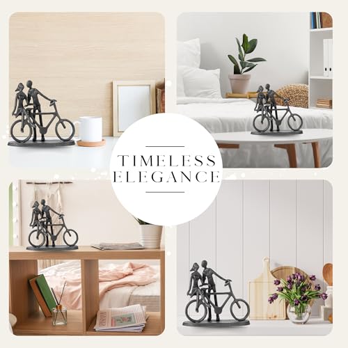 Bicycle Themed Gifts - Bike Couple Figurine Statue Black Hand Sculptures for Living Room Bicycle Wall Decor Iron Love Sculpture - style: bicycle