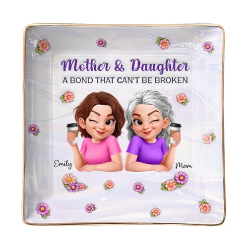 Personalized Jewelry Dish for Mothers Day, Mother and Daughter a Bond That Can't Be Broken, Mothers Day Ring Dish Gifts for Mom, Daughter Birthday Gifts, Mom Jewelry Dish - color: Style 4