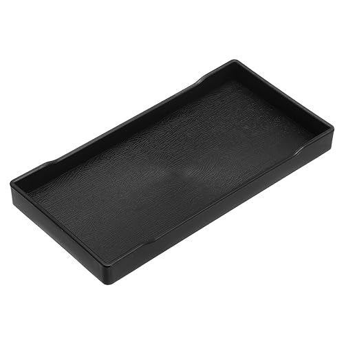uxcell Serving Tray Small Black Mini Tray 4" x 8" Plastic Rectangular Wooden Serving Trays Decorative Ottoman Platter for Breakfast Kitchen Bathroom - color: Black