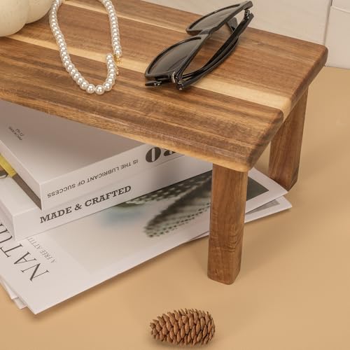 Acacia Wooden Desktop Organizer Shelf Kitchen Cabinet and Counter Riser Display Shelf for Top of Desk Home Office Bathroom Coffee Table Display Stand