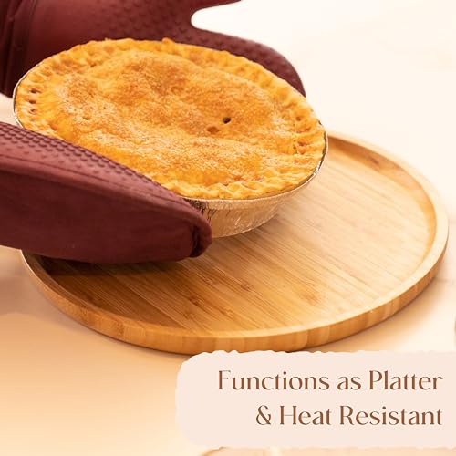 Bamboo Serving Platter, Round Wood Tray, Wooden Serving Tray, Fruit, Bread, Salad Plate, Charcuterie Serving Board, 9.8 inch - color: Round, size: 9.8"