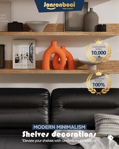 Hug Donut Decorative Vase Set - Modern Vases Home Decor, Decorative Vase for Bookshelf, Entryway Table, Dining Table Centerpiece, Mantle or Fireplace Decor, Console (Orange) - color: Orange