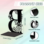 Peacoblue Metal Bookends for Shelves, Modern Decorative Heavy Duty Study Book Ends Stoppers for Office, Desk, Shelf, Room 5.3"x4.3"x7.1" Cast Iron Simple Tall Bookends 1 Pair (Letter B with Flower) - style: Letter B with Flower
