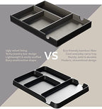 Pocket Deck Valet Tray (Black) for Men. Everyday Carry EDC Caddy Bamboo Organizer. Perfect for Night Stand, Bedside, Dresser, Desk, Office, Bedroom. with Phone Charger. Storage Slots for Wallet, Keys