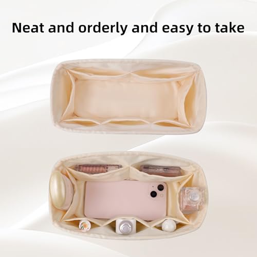 DGAZ Silk Purse Organizer Insert Fits Chanel 25 Handbags，Silky Smooth Bag Organizer，Luxury Handbag & Tote Shaper(Craie,Medium) - color: Craie, size: Medium