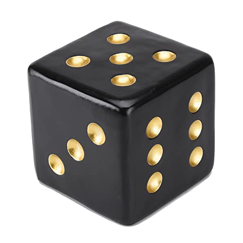 BRABUD Resin Jumbo Dice Decor Black & Gold Dice Statue Living Room Bedroom Office Photographic Decoration 3.9'' TQGJBS379 - color: Black, size: 3.9''