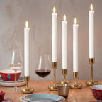 GenSwin Flameless White Taper Candles Flickering with 10-Key Remote, Battery Operated Led Warm 3D Wick Light Window Candles Real Wax Pack of 3, Christmas Home Wedding Decor(0.78 X 9.64 Inch) - color: 3-White