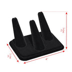 MOOCA 2 Pcs Set 3-Ring Organizer for Showcase Display Ring Finger Holder Jewelry Display Stands Showcase Jewelry Storage Counter, Black Velvet, 4 W x 3 1/4D x 2 3/8H inch - color: Black Velvet, 3 Rings x 2