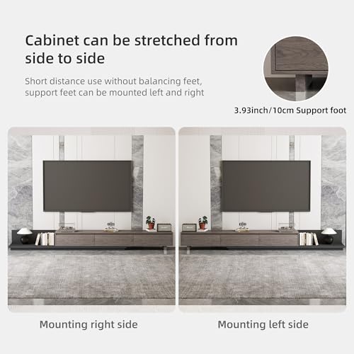 Mid-Century Modern Extendable TV Stand with Ample Storage for Living Room – Adjustable TV Cabinet from 78.7" to 130", 3-Drawer Entertainment Center, Black Walnut - color: Black Walnut