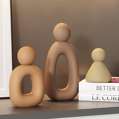 suruim Abstract Family of 3 Figurines Modern Sculptures Home Decorative Accents TV Stand Decor Bookshelf Knick Knacks Gifts for Shelves Entry Way Statues for Home Decor Living Room(Grey) - color: Gray