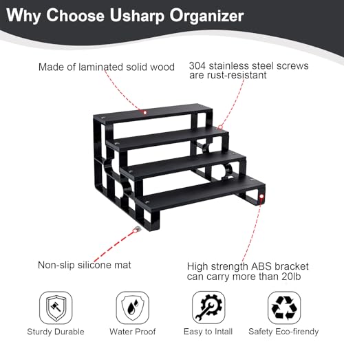 4 Tier Perfume Organizer for Men, Cologne Organizer Stand,Display Shelf Stands for Dresser,Wooden Shelf Display Risers for Party,Makeup,Figures,Cupcake,Dessert (Black, 4 Tiers-Width=14") - color: Black, size: 4 Tiers-width=14"