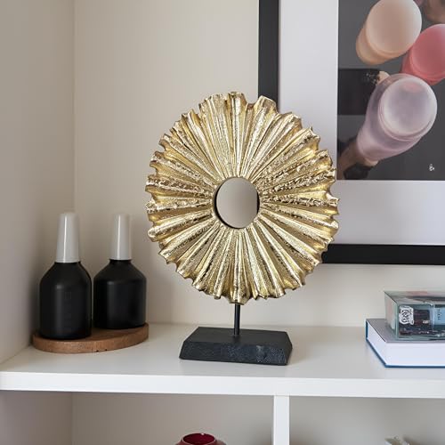 Modern Abstract Round Decorative Sculpture, Dining Living Room Desk Decor,Geometric Home Decor Statues,Shelf Top Decor Aesthetics, Coffee Tables or Office Shelves（Golden） - color: 14.17"golden