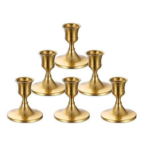 Sziqiqi Candlesticks Holder for Wedding Table Centerpiece - Gold Taper Candle Holders Candle Stick Holder Bulk for Christmas Candlelight Dinner Wedding Party Festival Decor 6 Pieces - color: Gold-style 2, size: 6 Pcs